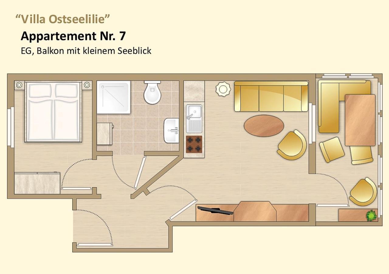 Villa Ostseelilie - Appartements Mit Balkon Und Meerblick Sassnitz Habitación foto
