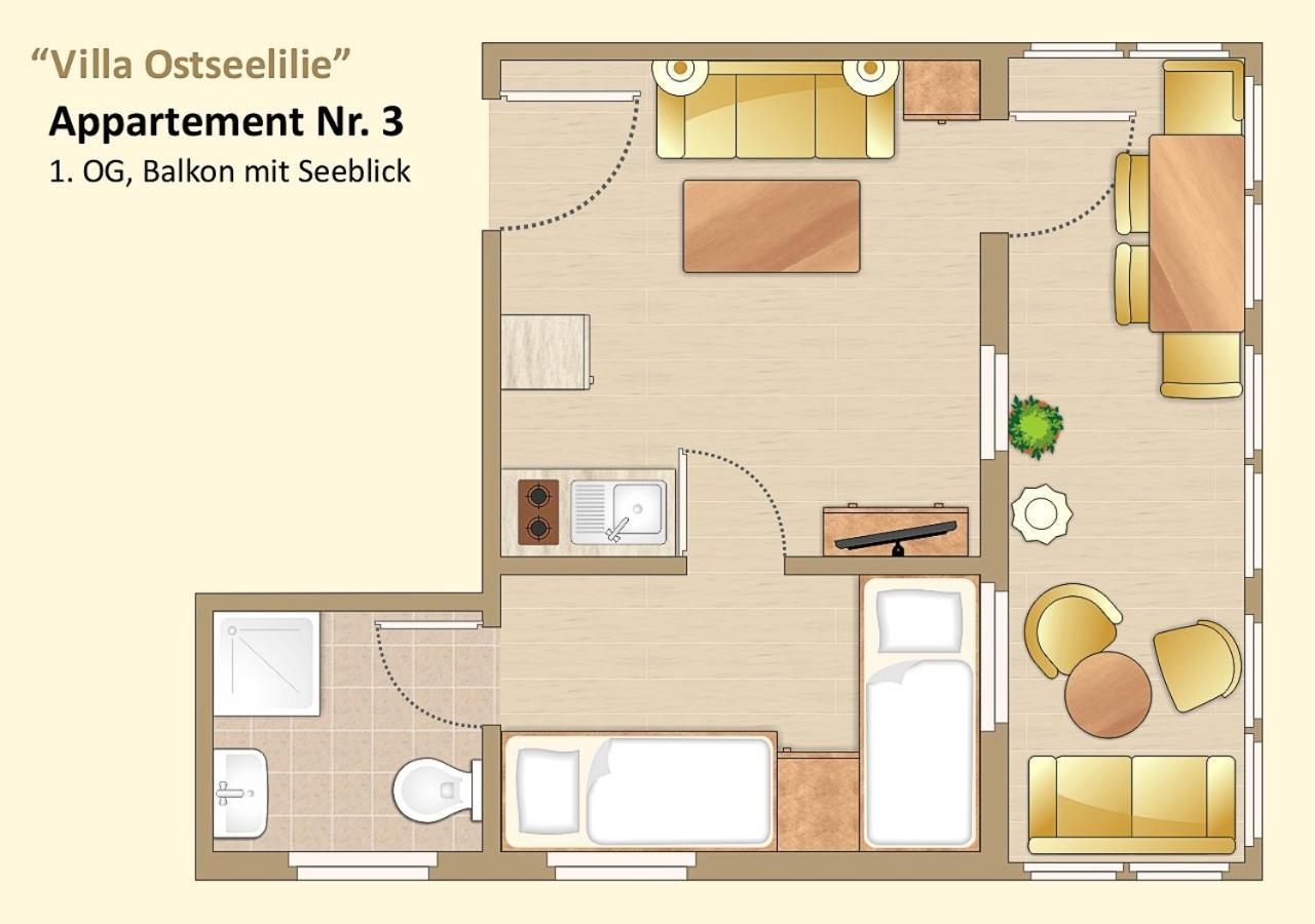 Villa Ostseelilie - Appartements Mit Balkon Und Meerblick Sassnitz Habitación foto