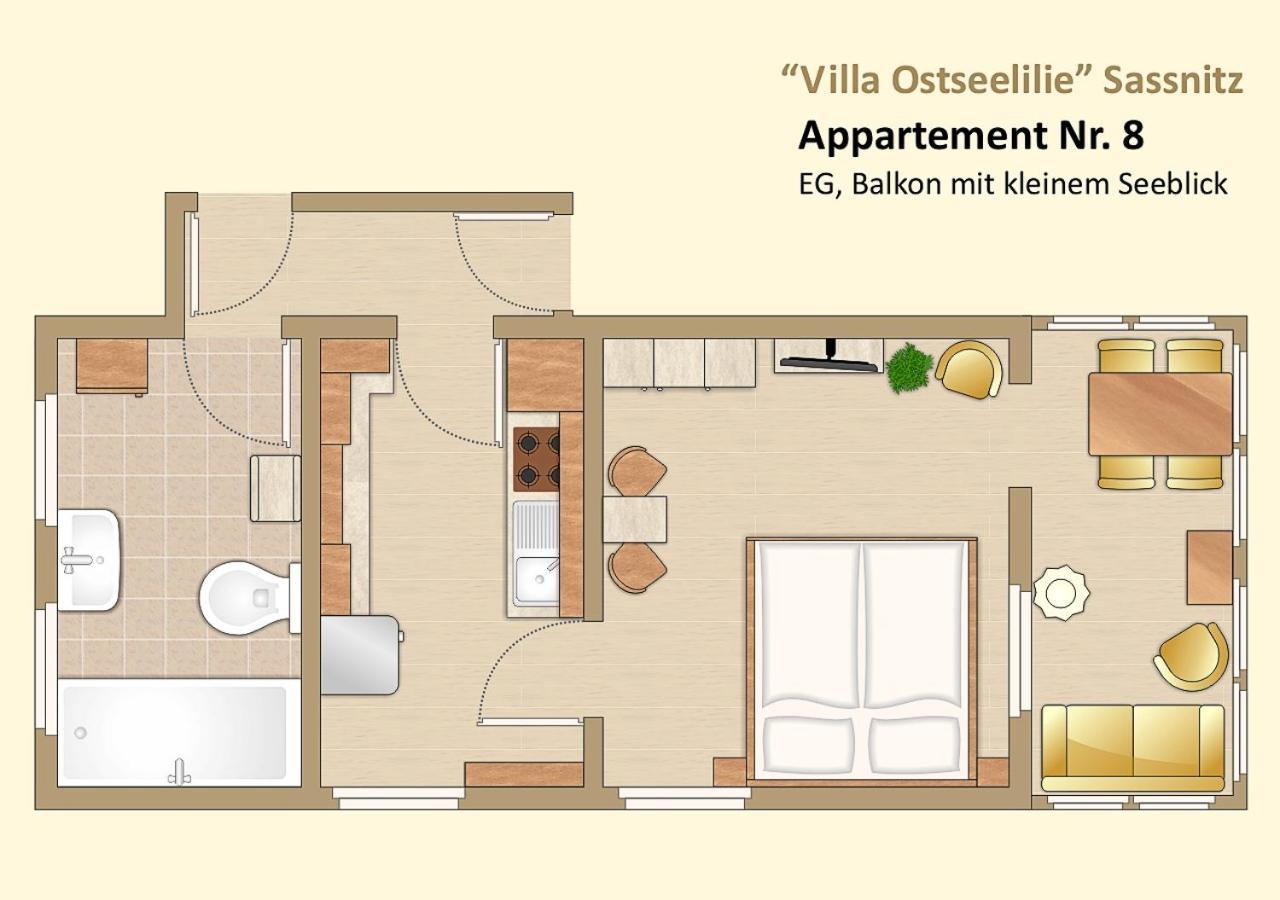 Villa Ostseelilie - Appartements Mit Balkon Und Meerblick Sassnitz Habitación foto