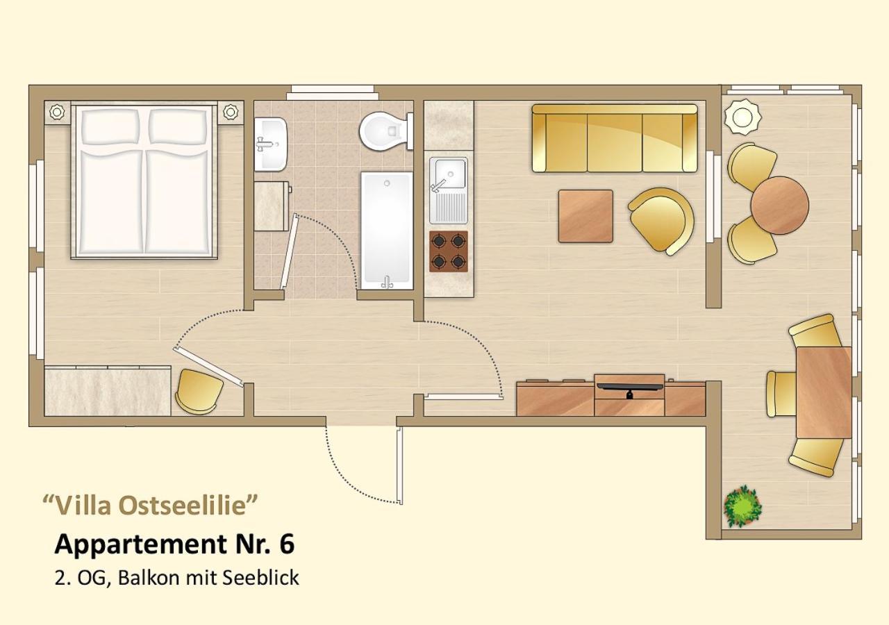 Villa Ostseelilie - Appartements Mit Balkon Und Meerblick Sassnitz Habitación foto